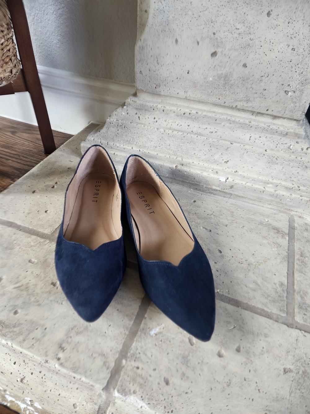 Esprit Women's Dark Blue Suede Pointed Flats